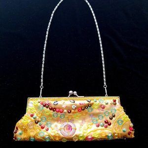 Gold beaded evening bag